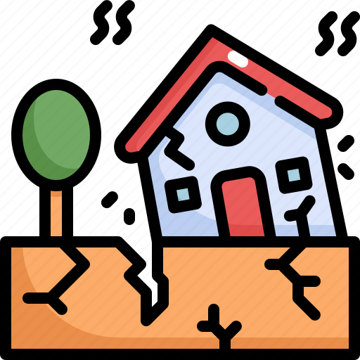 Climate change, disaster, earthquake, house, natural disaster, nature icon - Download on Iconfinder