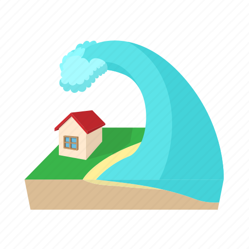 Cartoon, danger, disaster, flood, house, tsunami, water icon - Download on Iconfinder
