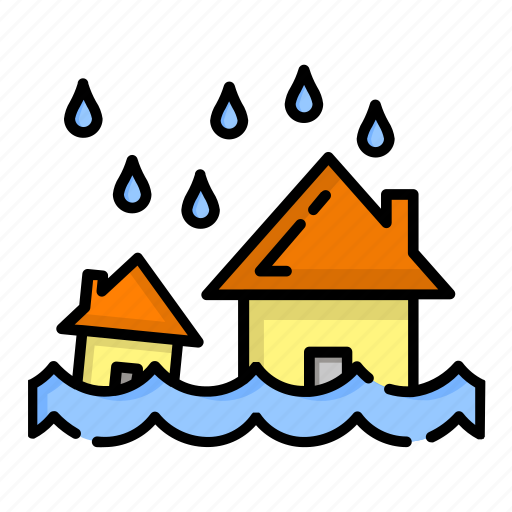 Disaster, flood, house, nature, rain, water, weather icon - Download on Iconfinder