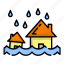 disaster, flood, house, nature, rain, water, weather 