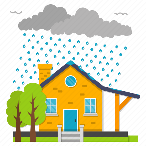 Raining, heavy, extreme, destruction, weather, house fall, home icon - Download on Iconfinder