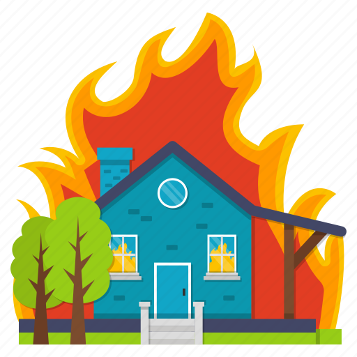 House, smart, building, fire, flame, structure fire, property icon - Download on Iconfinder