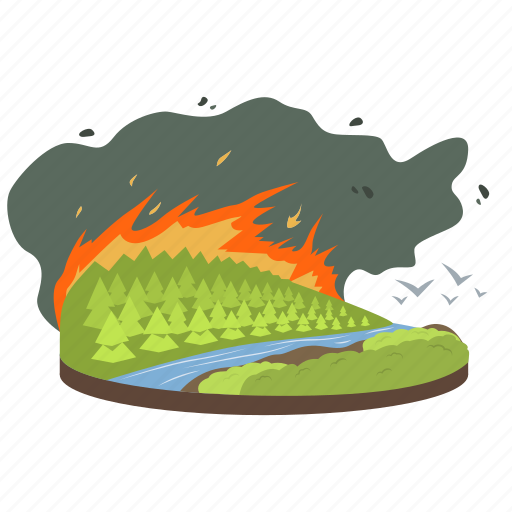 Wildfire, burning, forest, wood, natural disaster illustration - Download on Iconfinder