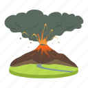 natural disaster, volcano, steam, lava, eruption
