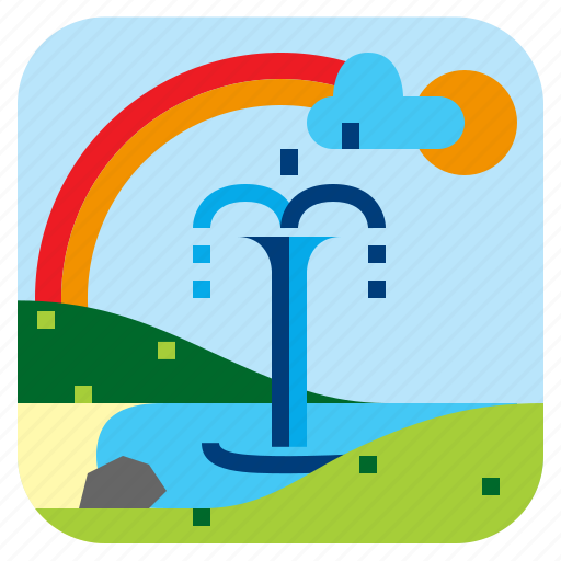 Fountain, landscape, nature, rainbow icon - Download on Iconfinder
