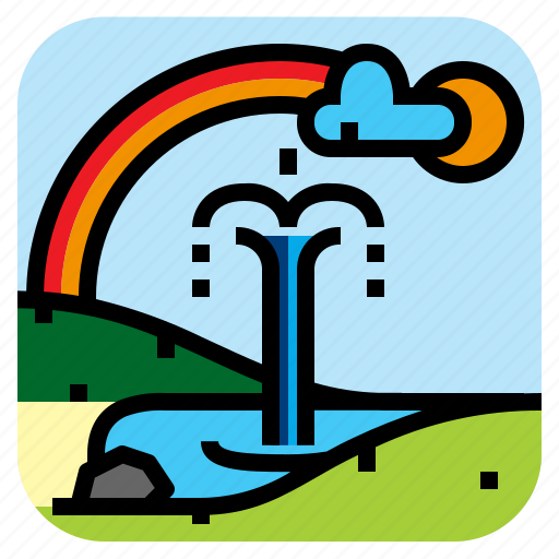 Fountain, landscape, nature, rainbow icon - Download on Iconfinder
