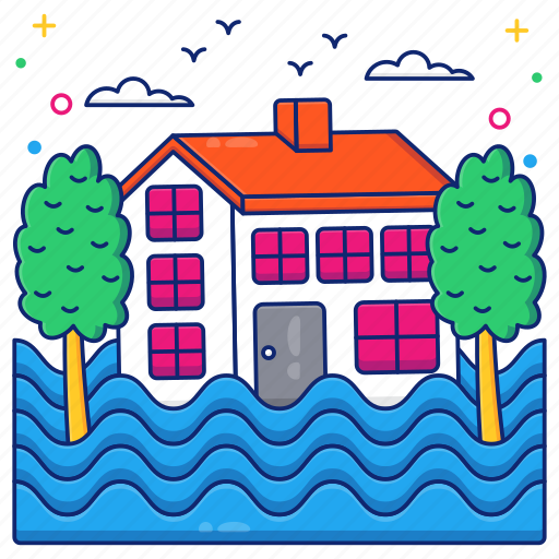 Flood, natural disaster, inundation, flash flood, flood zone icon - Download on Iconfinder