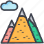 hills, mountains, nature, snowy mountains, triangle shape 