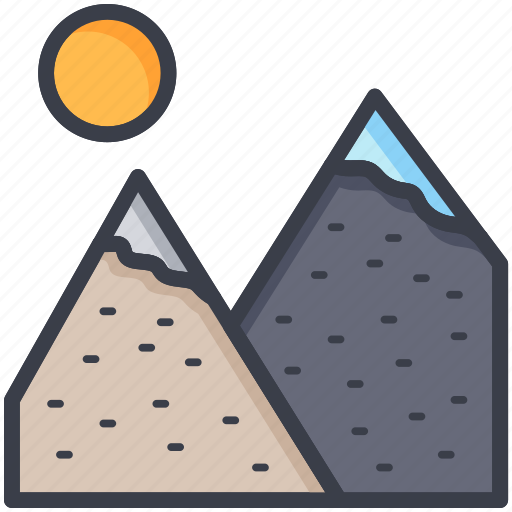 Hill station, hills, landscape, mountain range, sun icon - Download on Iconfinder