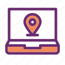 address, laptop, location, pin icon