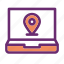 address, laptop, location, pin icon 