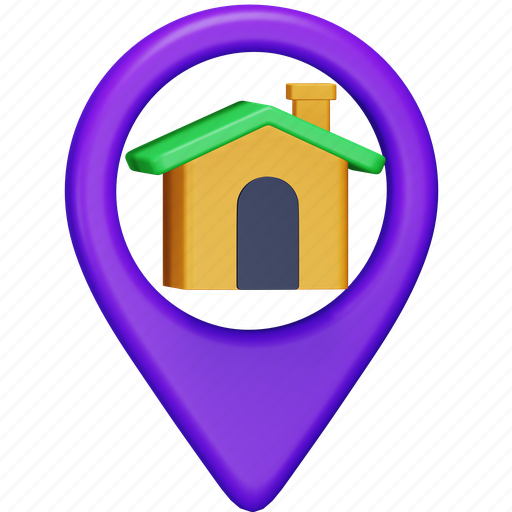 Home, navigation, location, map, place, direction, pin 3D illustration - Download on Iconfinder