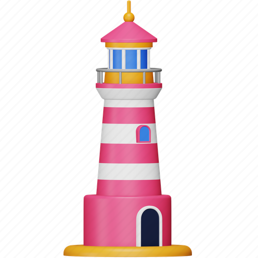 Lighthouse, navigation, building, beacon, location, sea, tower 3D illustration - Download on Iconfinder