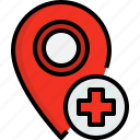 direction, hospital, navigator, placeholder, position, route, way