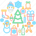 christmas, neon, concept, new year, holiday, winter, xmas, christmas tree, santa claus
