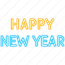 happy, new, year, neon, sign, text, new year, holiday