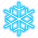 snowflake, neon, sign, snow, cold, winter