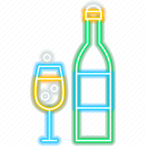 Champagne, bottle, glass, neon, sign, drink, alcohol icon - Download on Iconfinder