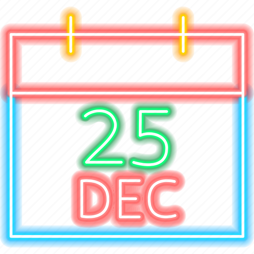 Christmas, calendar, neon, sign, december, date icon - Download on Iconfinder