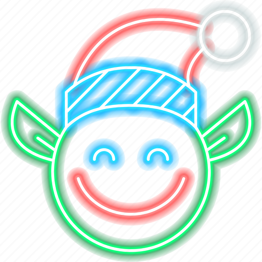 Christmas, elf, neon, sign, dwarf, santa claus hat, xmas icon - Download on Iconfinder