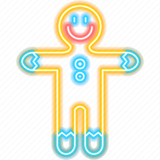 Gingerbread, man, neon, sign, christmas, xmas, decoration icon - Download on Iconfinder