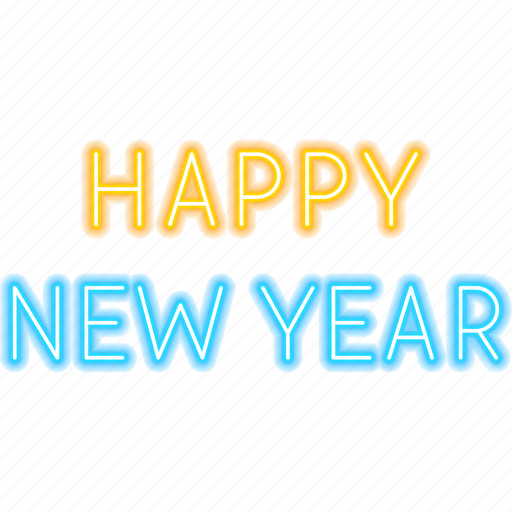 Happy, new, year, neon, sign, text, new year icon - Download on Iconfinder