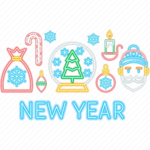 New, year, neon, label, christmas, winter, snow icon - Download on Iconfinder