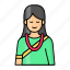 nepali, woman, traditional, asian, saree, necklace, elder 