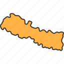 nepal, map, nation, country, atlas