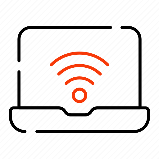 Connected laptop, wireless connection, broadband network, laptop internet, laptop wifi icon - Download on Iconfinder