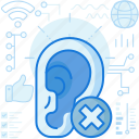 audio, cancel, deaf, ear, hear, mute, sound