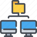 computer, connect, database, file, folder, network 