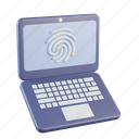 laptop, fingerprint, security, biometric, scan, identity 
