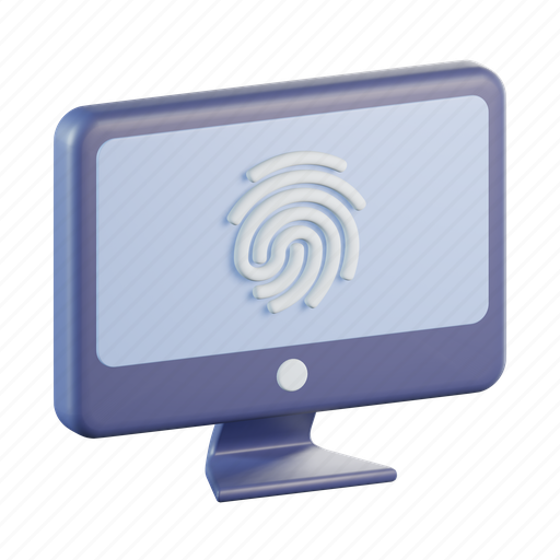 Computer, fingerprint, biometric, security, identification, monitor 3D illustration - Download on Iconfinder