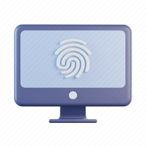 Computer, fingerprint, biometric, security, monitor, identification 3D illustration - Download on Iconfinder