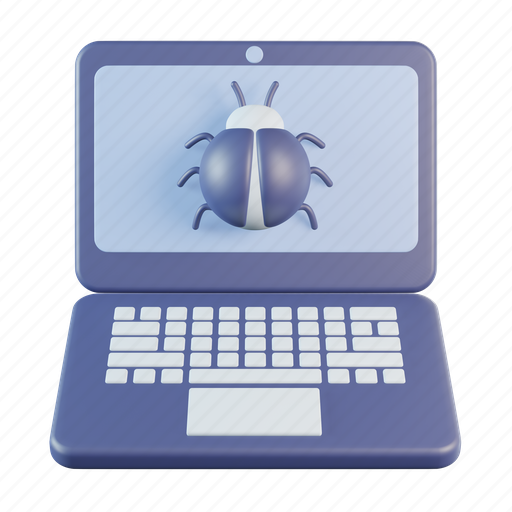 Laptop, bug, virus, security, computer, malware 3D illustration - Download on Iconfinder
