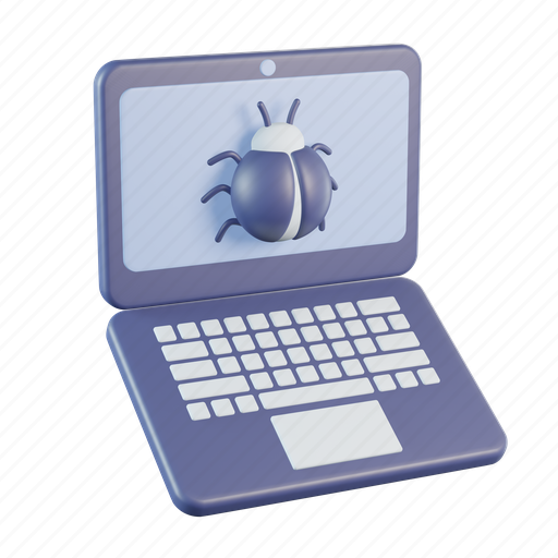 Laptop, bug, virus, security, malware, computer 3D illustration - Download on Iconfinder