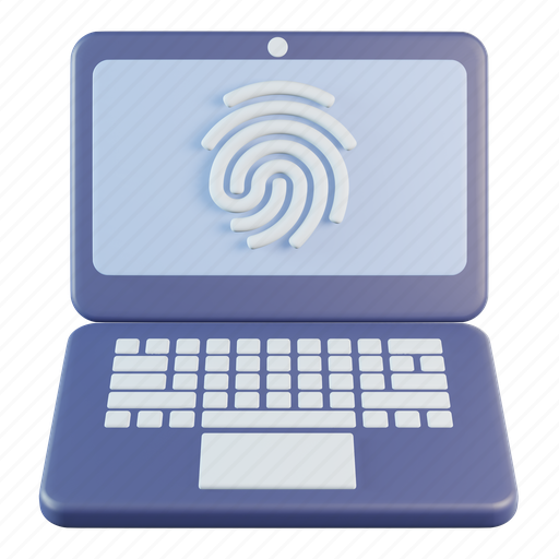 Laptop, fingerprint, security, biometric, identity, scan 3D illustration - Download on Iconfinder