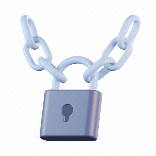Padlock, chain, lock, secure, privacy, protection 3D illustration - Download on Iconfinder