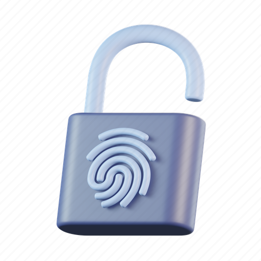 Padlock, fingerprint, biometric, identification, safety, secure 3D illustration - Download on Iconfinder