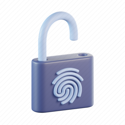 Padlock, fingerprint, biometric, identification, secure, safety 3D illustration - Download on Iconfinder