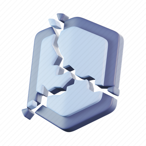 Shield, break, broken, breach, unprotected, shield break 3D illustration - Download on Iconfinder