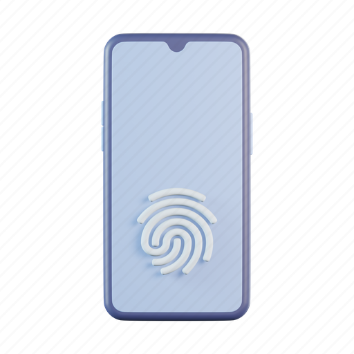 Smartphone, phone, mobile, fingerprint, biometric, protection 3D illustration - Download on Iconfinder