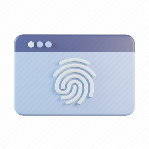 Website, fingerprint, protection, biometric, webage, security 3D illustration - Download on Iconfinder
