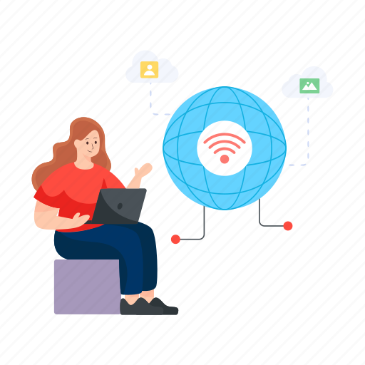Wireless connection, internet connection, internet network, wifi network, wifi connection illustration - Download on Iconfinder