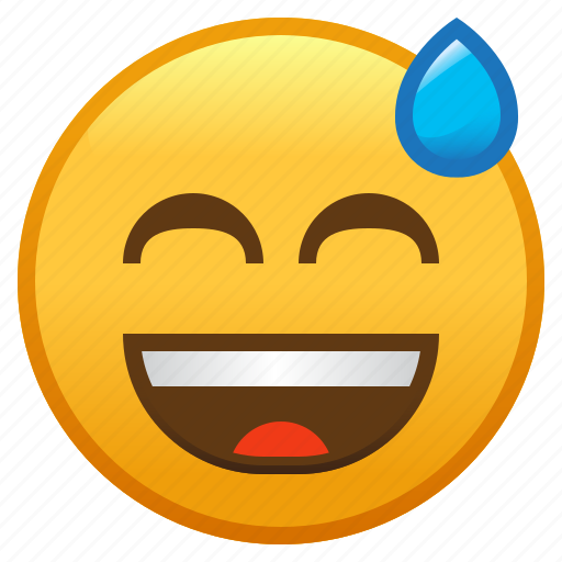 Emoji, face, grinning, smiley, sweat, with icon - Download on Iconfinder