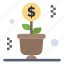 growing, money, plant, pot, success 