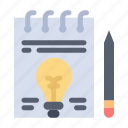 bulb, business, document, pen
