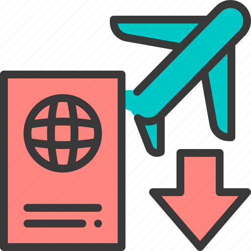 Travel, international, decrease, down, arrow, loss, passport icon - Download on Iconfinder