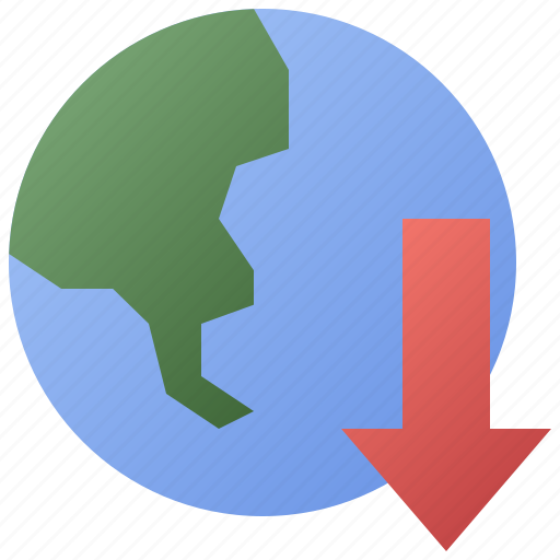 Deglobalization, globe, down, arrow, world, global, earth icon - Download on Iconfinder